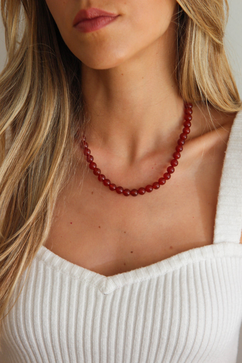 Colar de Pedras Naturais Ágata Cornalina Bordô