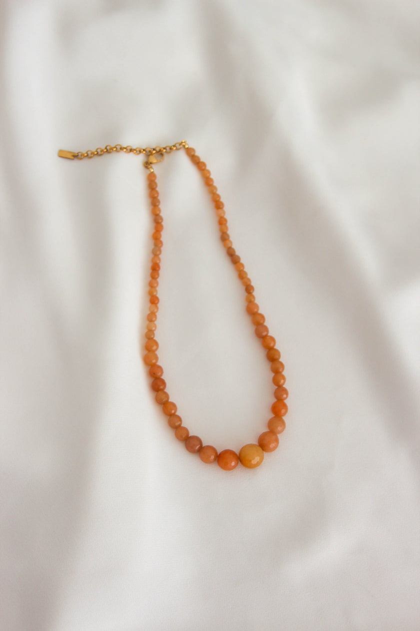 Colar de Pedras Naturais Ágata Cornalina Laranja