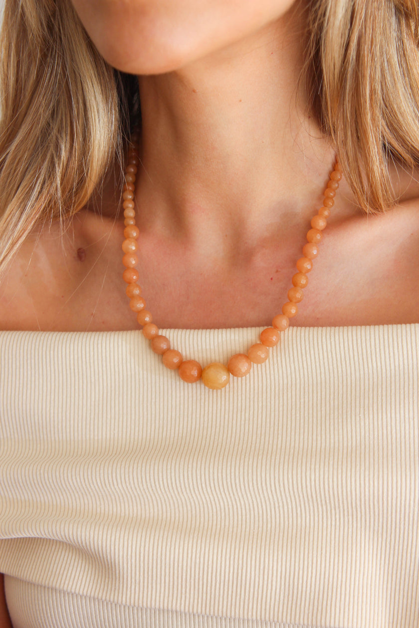 Colar de Pedras Naturais Ágata Cornalina Laranja