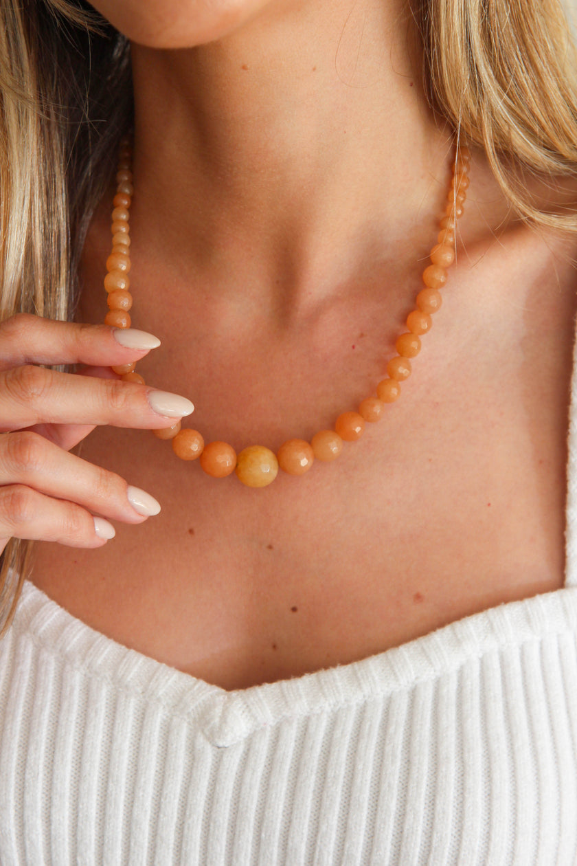 Colar de Pedras Naturais Ágata Cornalina Laranja