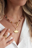 Colar em Aço Dourado ou Prateado com Folha de Ginkgo Biloba