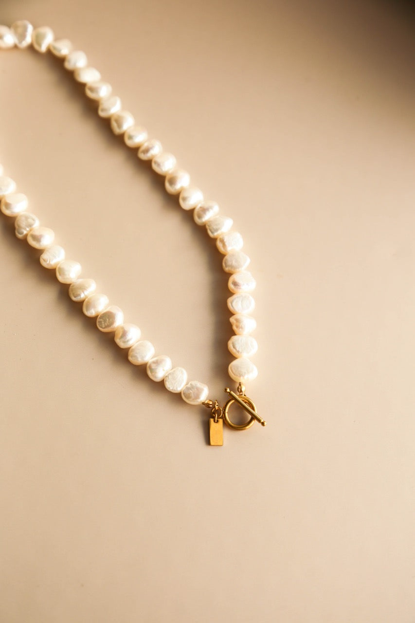 Colar de Pérolas Naturais com Fecho Circular