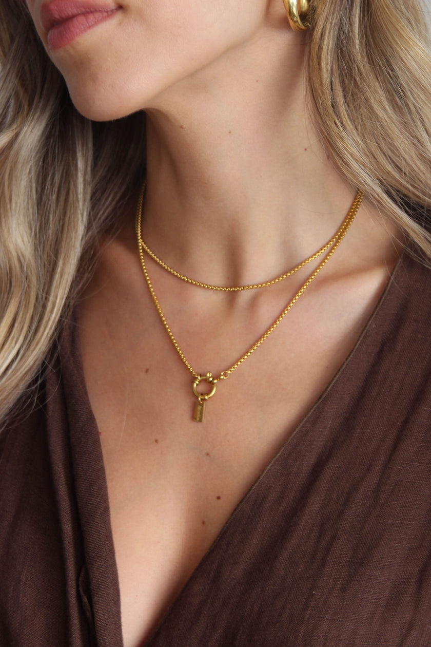 Colar em Aço Comprido 3 em 1 com Coração e Pérola Removíveis