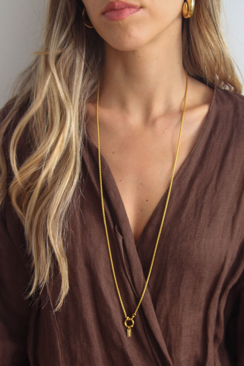 Colar em Aço Comprido 3 em 1 com Coração e Pérola Removíveis