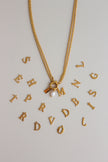 Colar em Aço Dourado Duplo com Letra e Pérola Removíveis