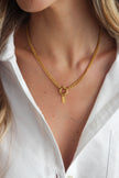 Colar em Aço Dourado Duplo com Letra e Pérola Removíveis
