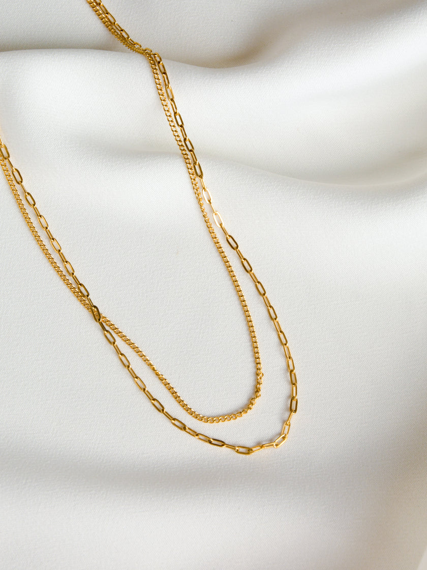 Minimalist Double Gold Steel Necklace