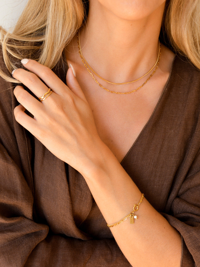 Minimalist Double Gold Steel Necklace