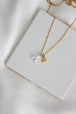 Colar em Aço Dourado com Concha e Coral