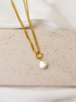 2 in 1 Double Steel Necklace with Removable Pearl