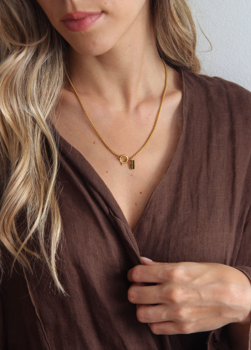 Colar em Aço 2 em 1 com Folha Comprida Removível