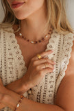 Pulseira em Aço com Pérolas Naturais e Ágata em Tons de Vinho