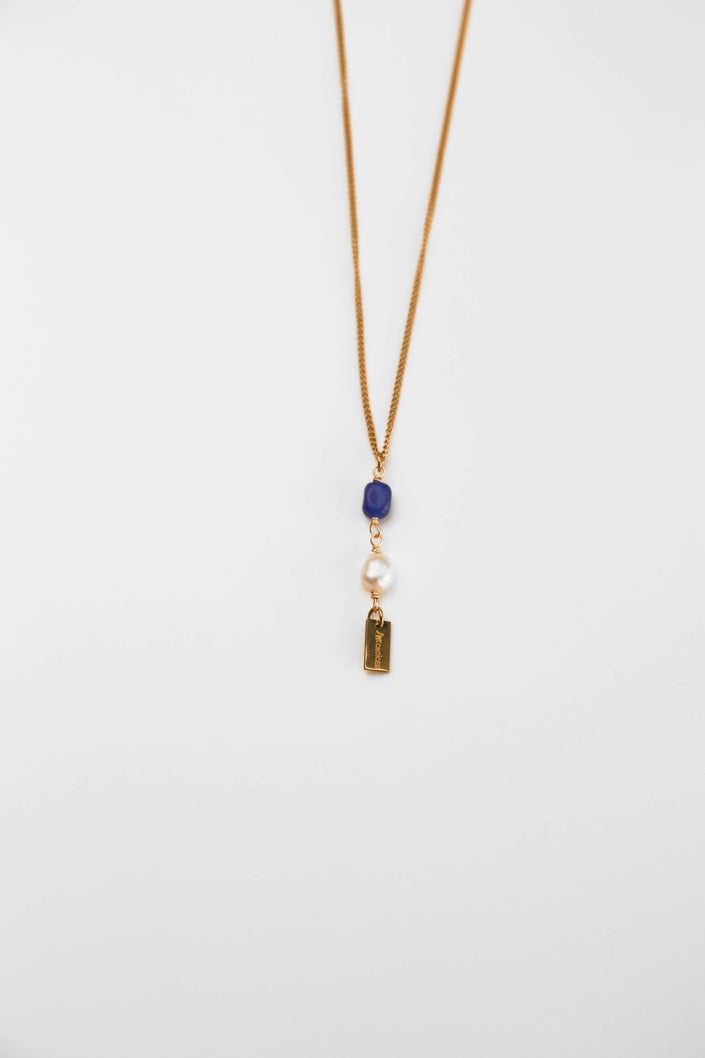Colares em Aço com Pendente Pérola e Ágata