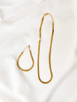 Conjunto em Aço Colar e Pulseira Achatada em Dourado