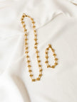 Conjunto em Aço Colar e Pulseira Contemporânea com Nós na Malha