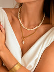 2 in 1 Double Steel Necklace with Removable Pearl