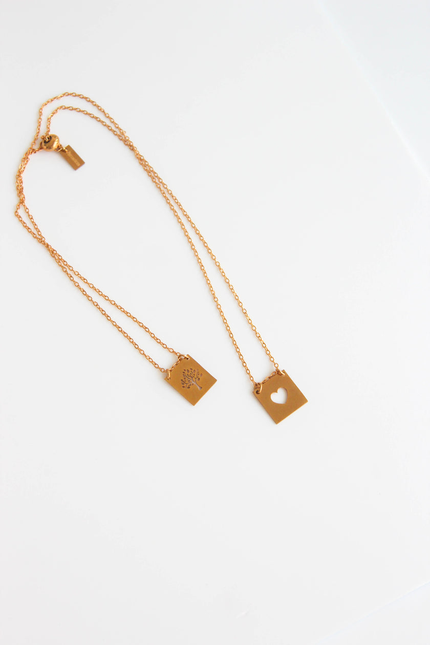 Escapulário em Aço 3 em 1 com Árvore da Vida e Coração