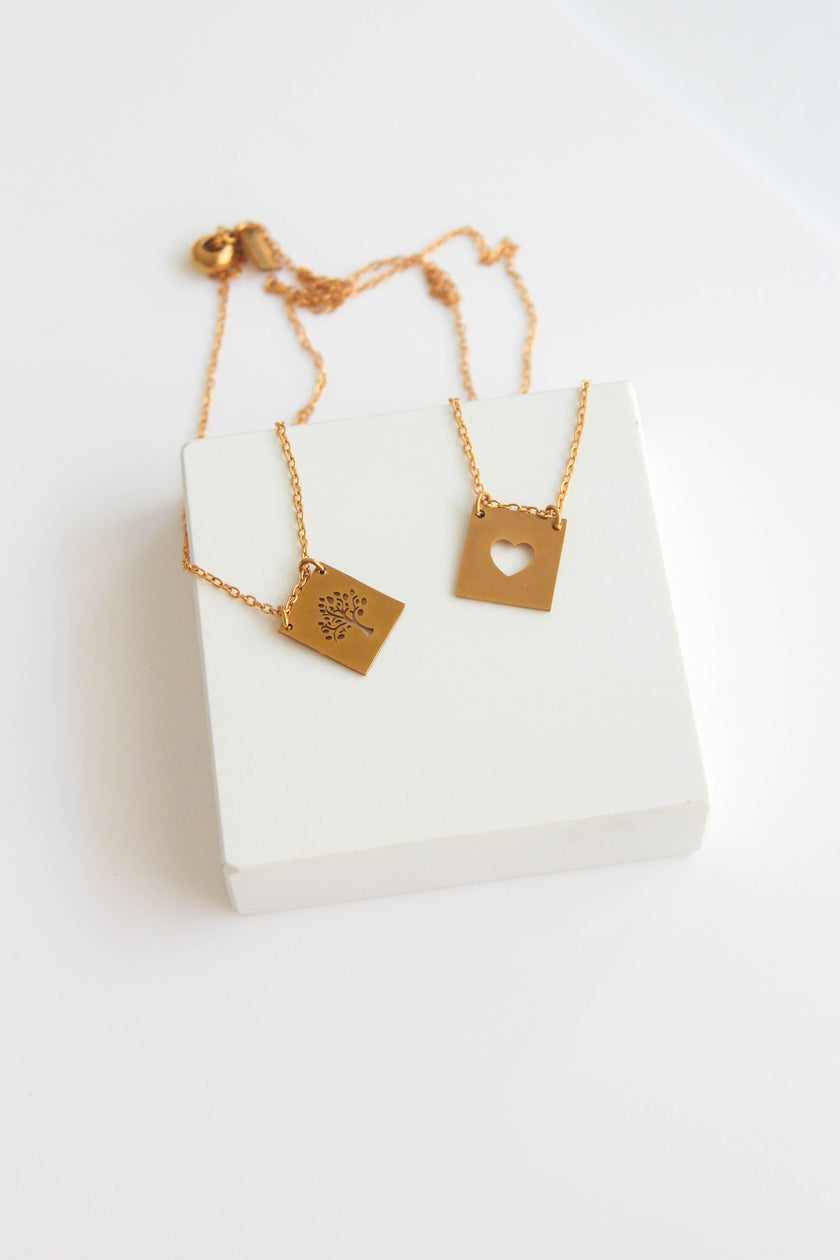 Escapulário em Aço 3 em 1 com Árvore da Vida e Coração