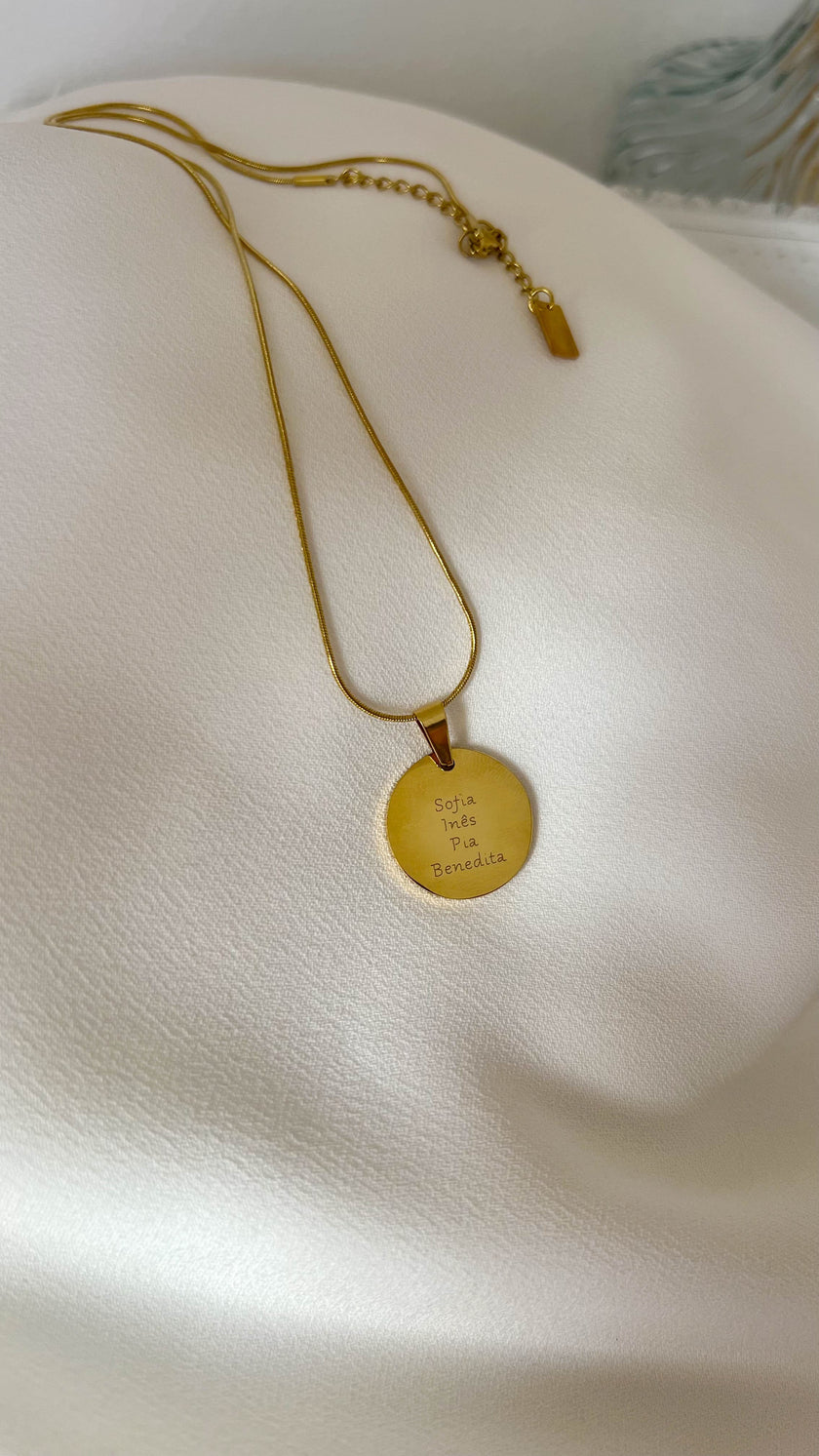 Colar em Aço com Medalha Personalizada | Gravação de Texto