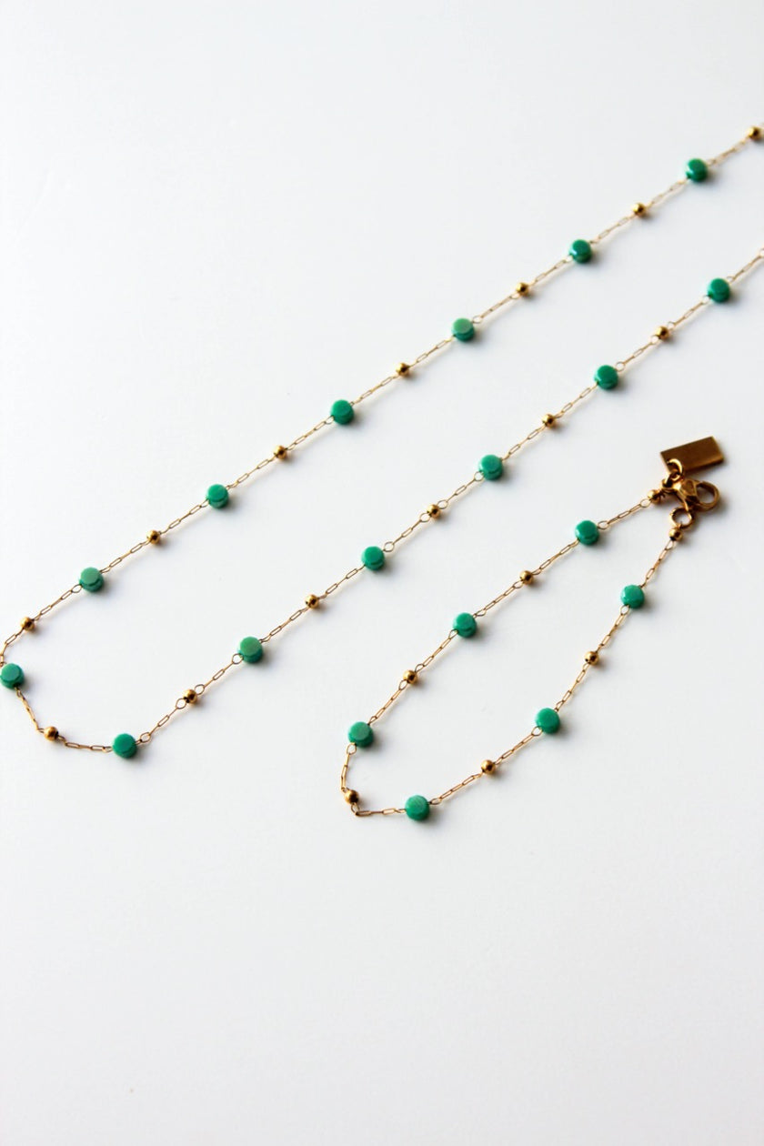Pulseira em Aço com Cristais Verde Água