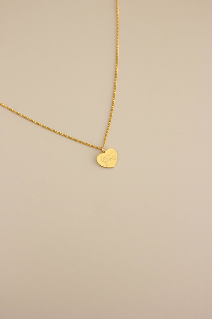 Colar em Aço Dourado com Coração e Frase 