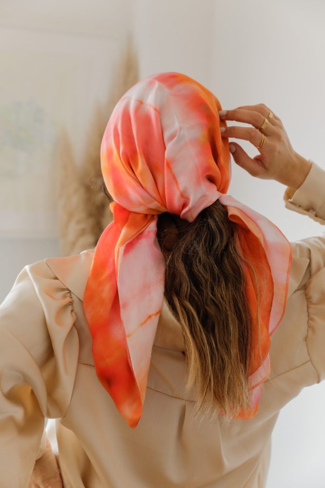 Lenço Rosa Alaranjado de Dois Tamanhos