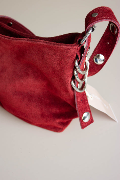 Mala de Pele Bordô com Tachas