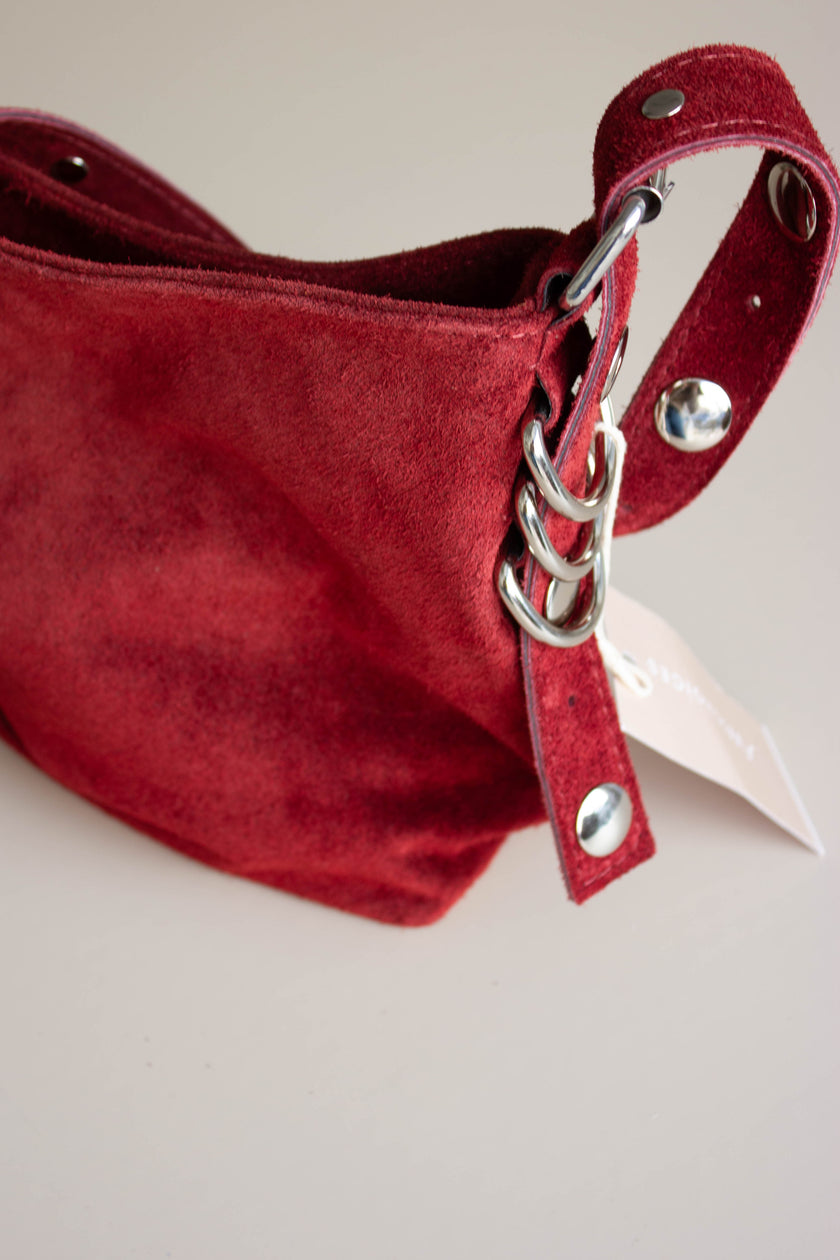 Mala de Pele Bordô com Tachas