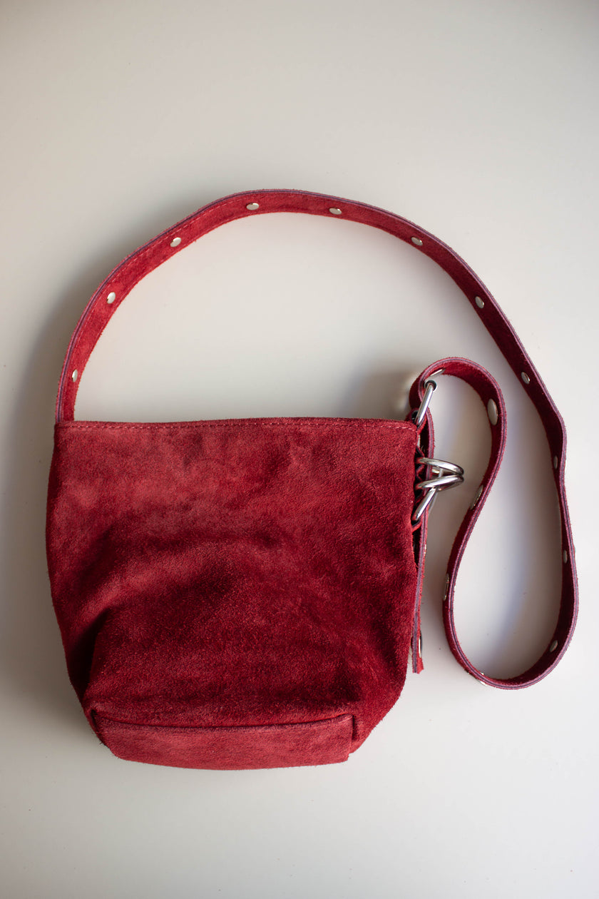 Mala de Pele Bordô com Tachas