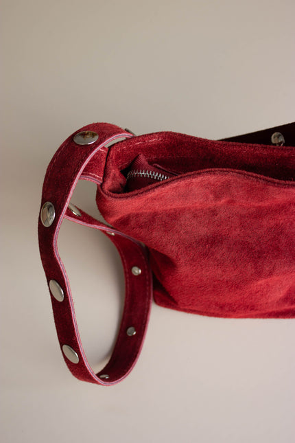 Mala de Pele Bordô com Tachas