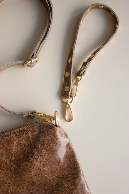 Mala de Pele Pequena Castanha