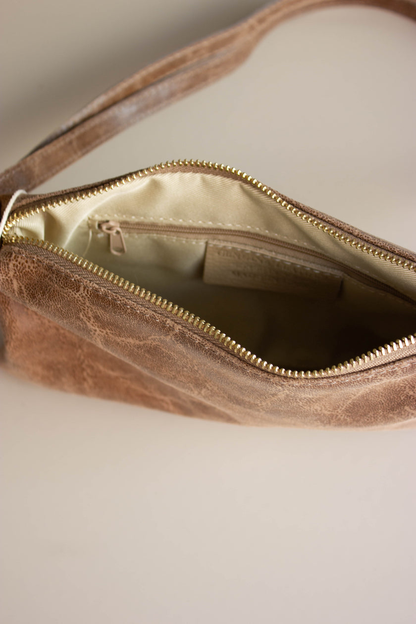 Mala de Pele Pequena Castanha