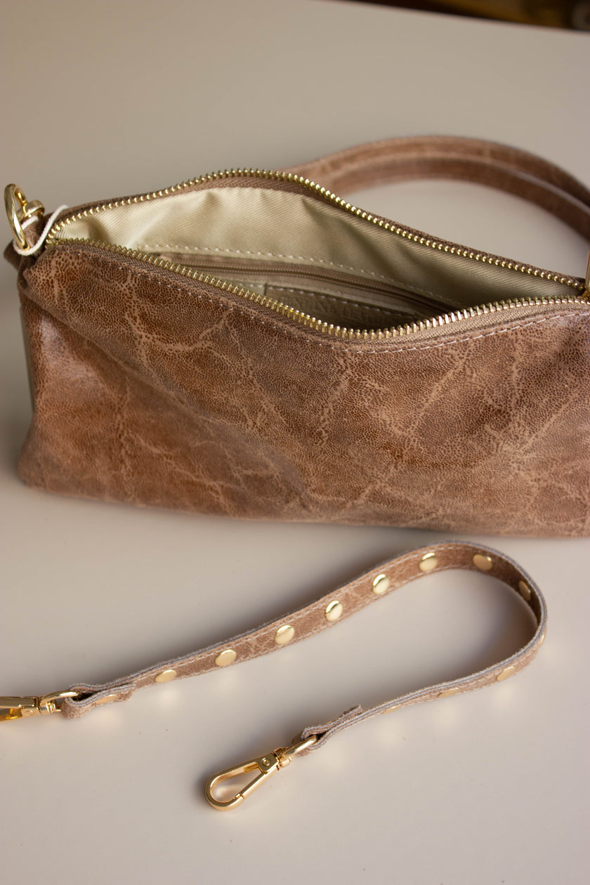 Mala de Pele Pequena Castanha