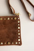 Mala de Pele Pequena Castanha com Tachas