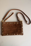 Mala de Pele Pequena Castanha com Tachas