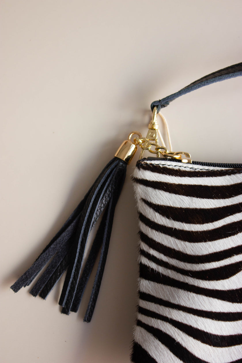 Mala de Pele Pequena Padrão Zebra