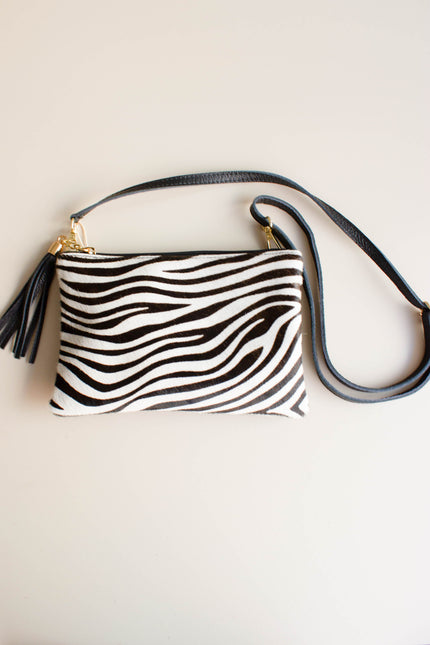 Mala de Pele Pequena Padrão Zebra