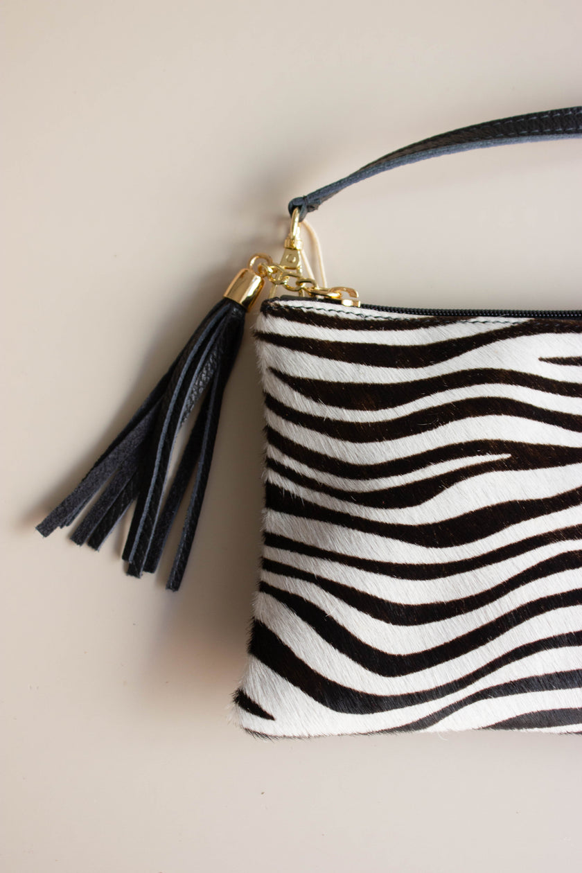 Mala de Pele Pequena Padrão Zebra