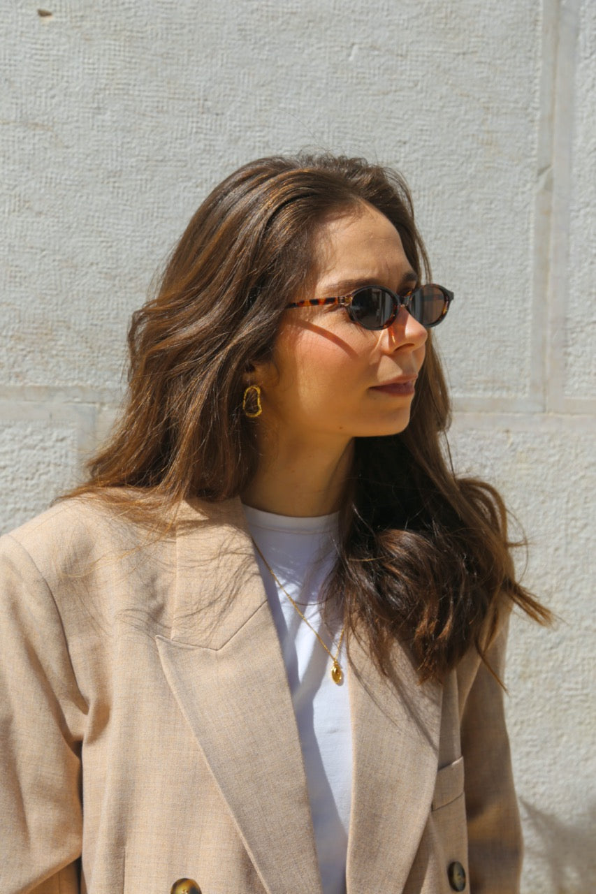 Óculos de Sol Ovais Cat Eye Castanhos Tartaruga com Lentes Castanhas ♻️ 400 UV, Cat 3