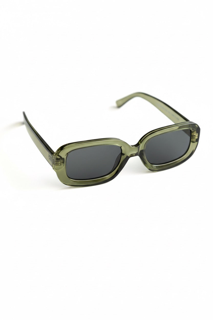 Óculos de Sol Rectangulares Verdes Azeitona ♻️ 400 UV, Cat 3
