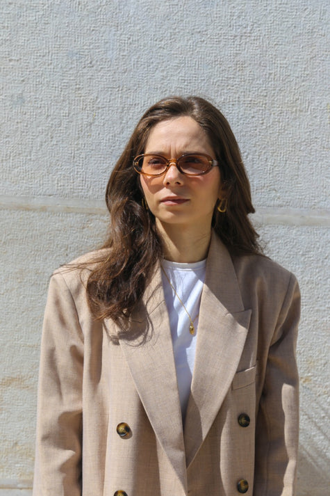 Óculos de Sol Redondos Castanhos Translúcidos ♻️ 400 UV, Cat 1