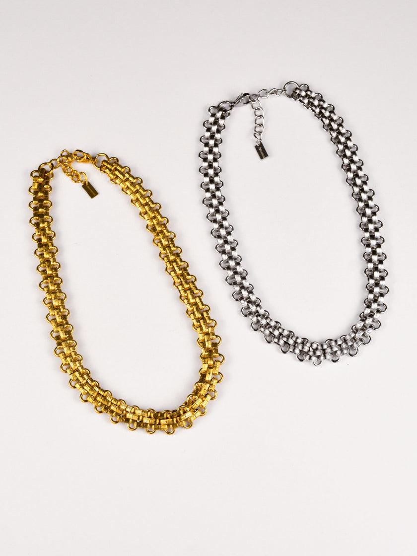 Colar em Aço Contemporâneo Dourado ou Prateado