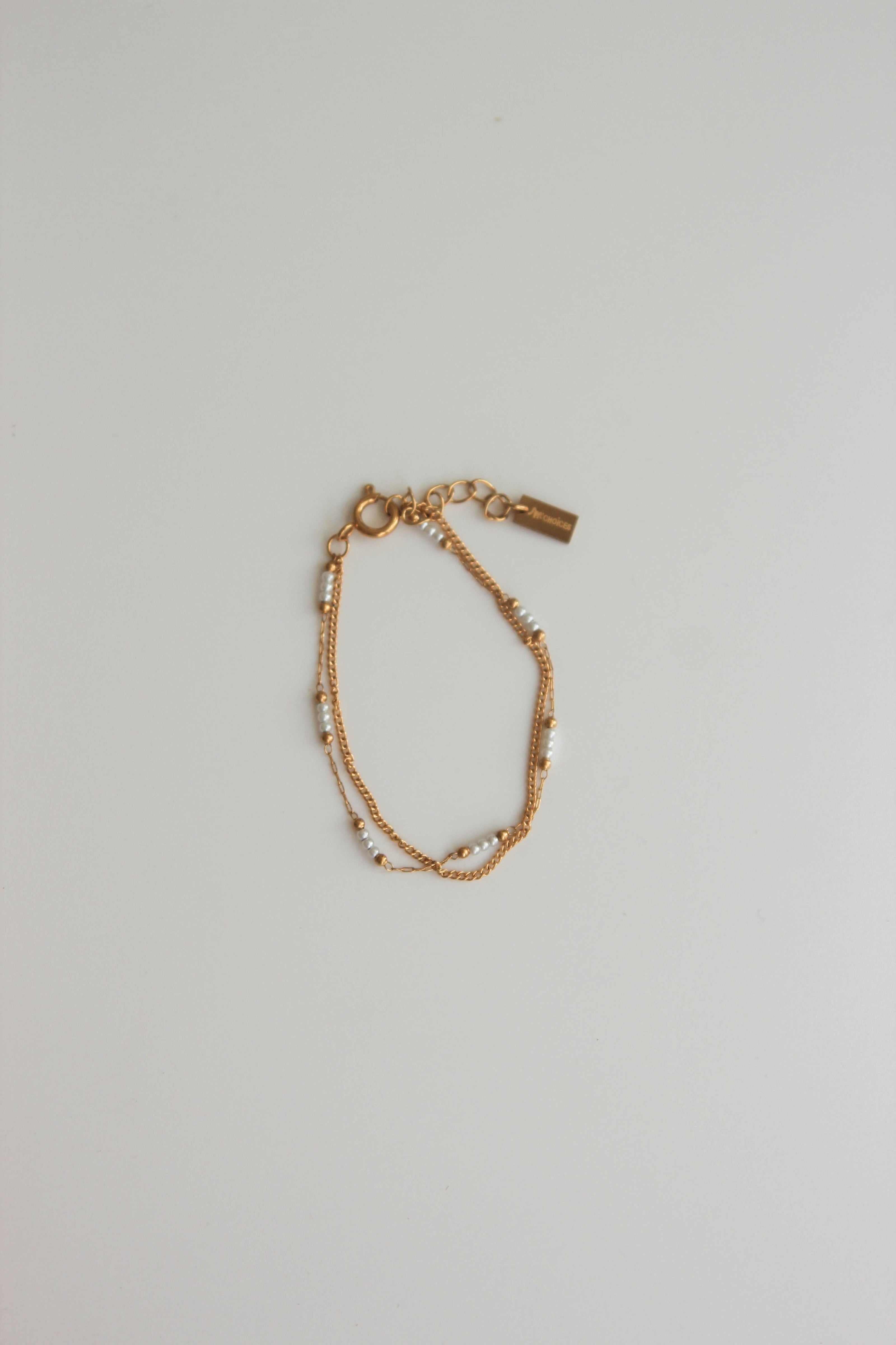 Pulseira Dupla de Esferas e Pérolas Pequeninas