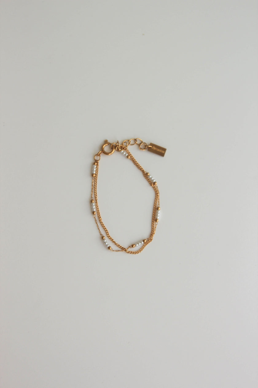 Pulseira Dupla de Esferas e Pérolas Pequeninas