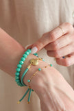 Pulseira em Aço com Cristais Verde Água
