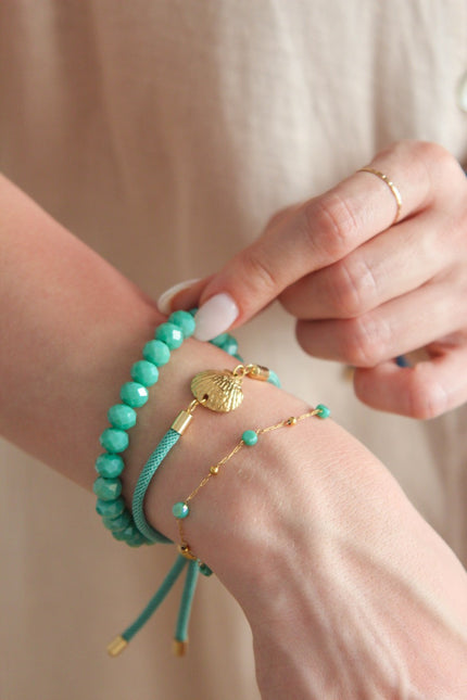 Pulseira em Aço com Cristais Verde Água