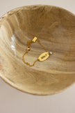 Pulseira em Aço com Gravação Mãe e Pérola Natural em Dourado ou Prateado