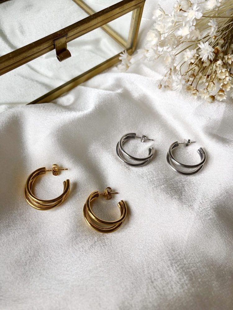 Argolas Mayara Triplas em Prata