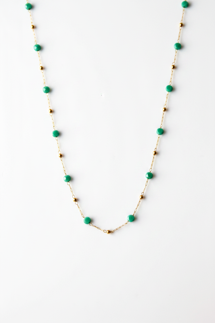 Colar Cristais Verdes Vertical