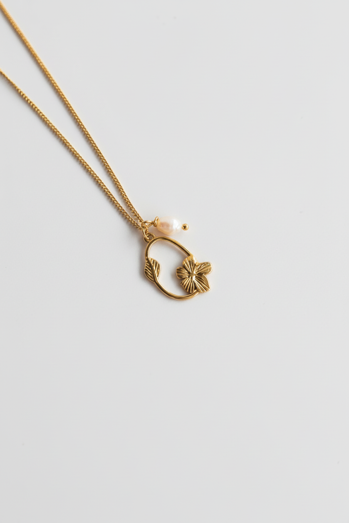 Colar Flor e Pérola